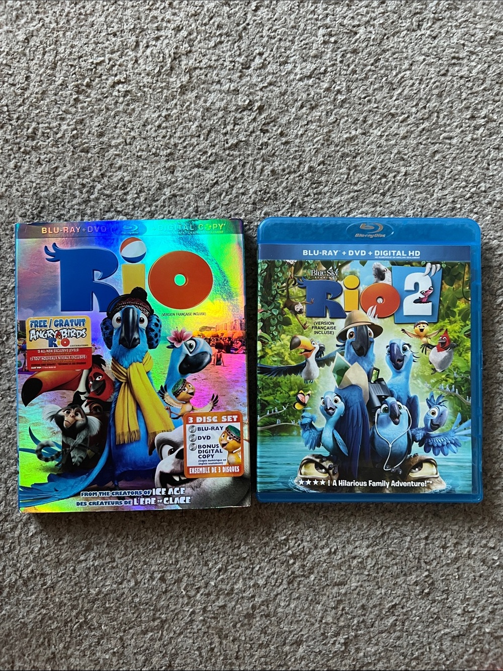 Rio 1 + 2 Blu-ray & DVD Set / Set of 2 Kids Animated Movies